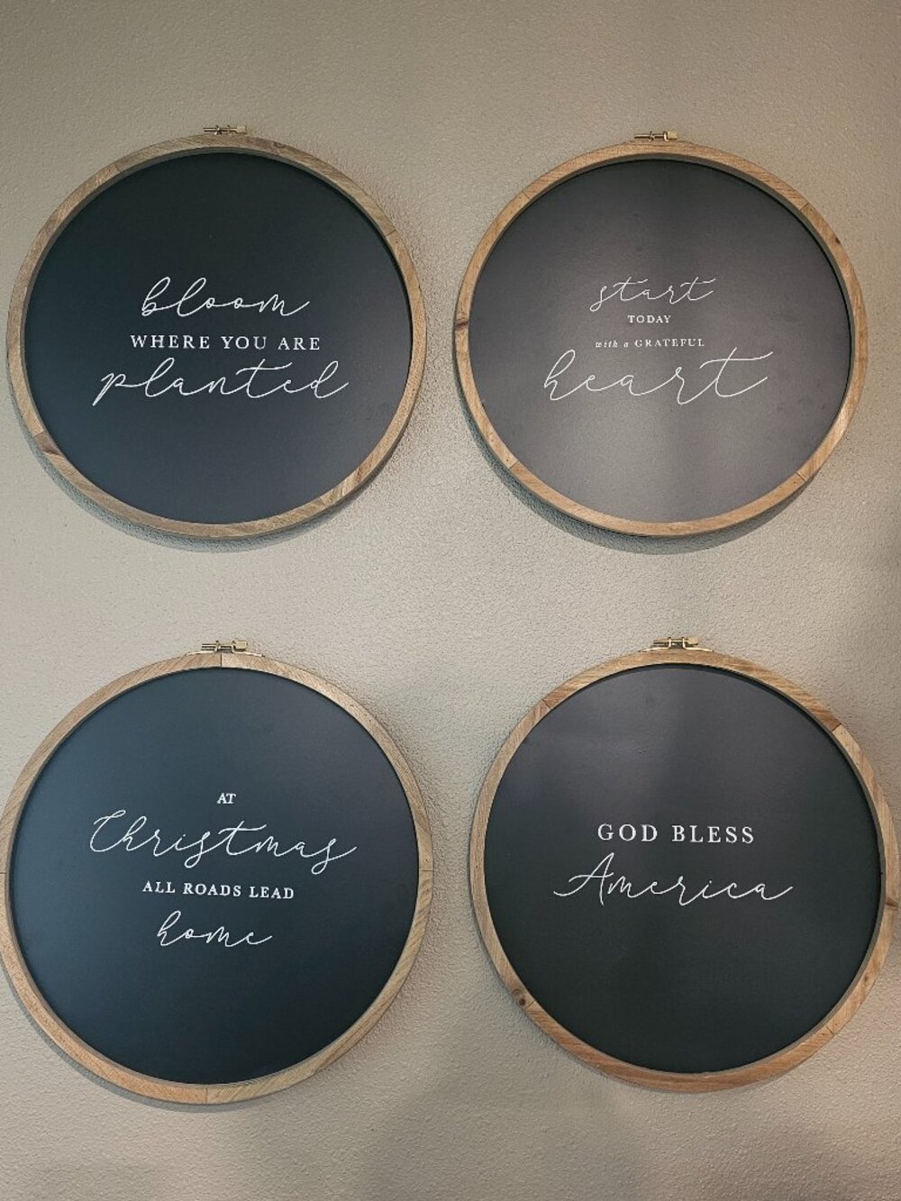 Seasonal Round Embroidery Inspired Signs, Set of 4 - Decor Steals